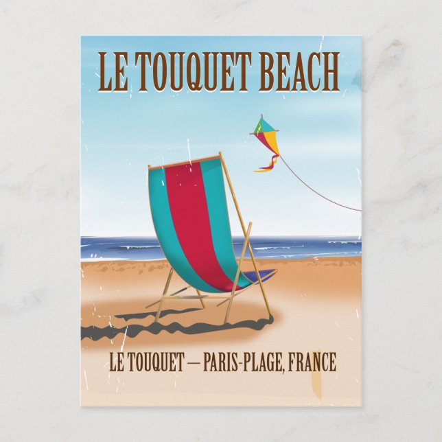 Le Touquet Beach Vintage french travel poster Postcard (Front)