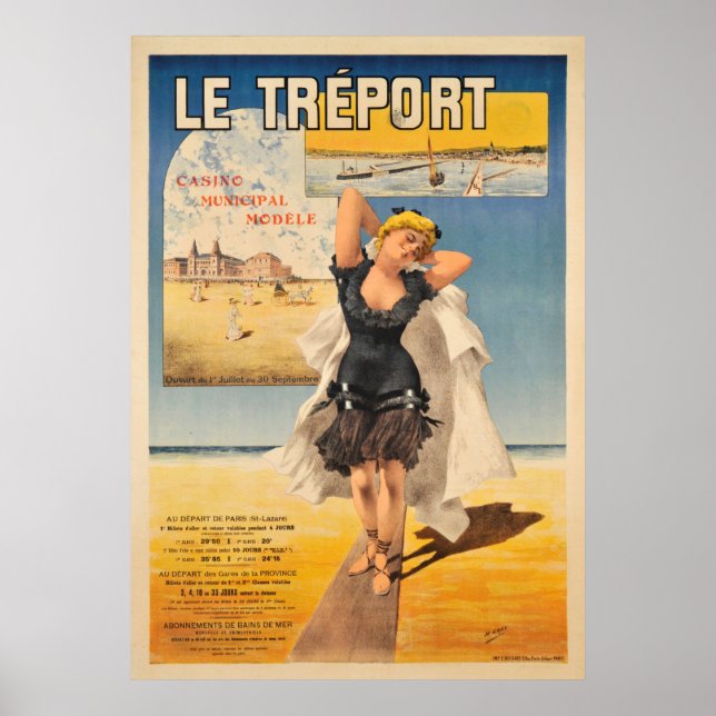 Le Treport Art Nouveau Vintage Travel Poster (Front)