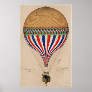 Le Tricolor hot air balloon poster vintage art