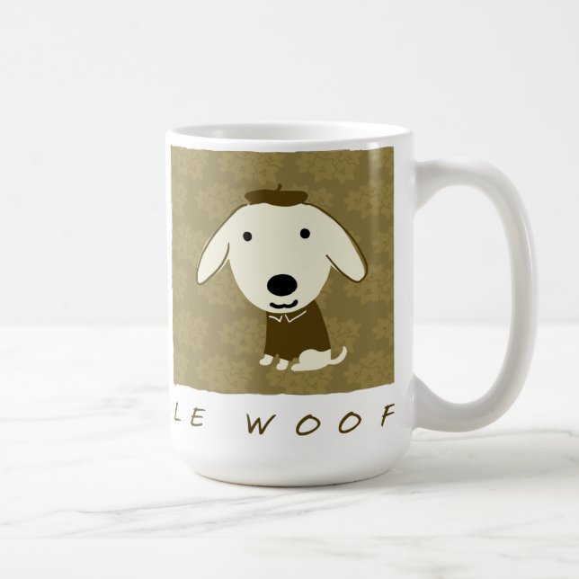 Le Woof Cute Puppy Dog Coffee Mug (Right)