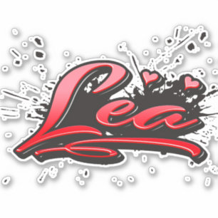 Lea red Heart Graffiti Sticker
