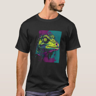 Leachie Gecko Lizard Cool Neo Punk Green Distresse T-Shirt