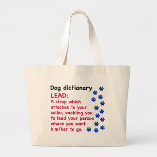 Lead - dog dictionary large tote bag