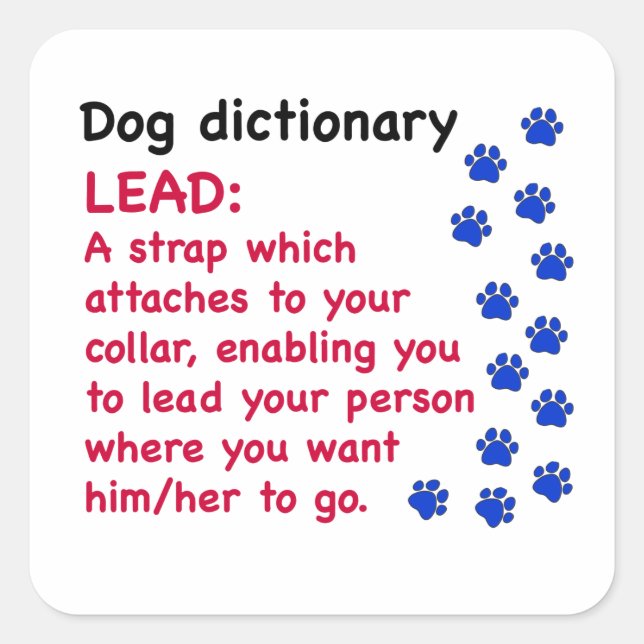 Lead - dog dictionary square sticker (Front)