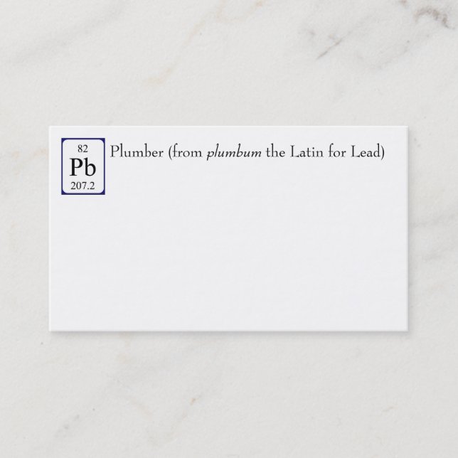 Lead element symbol Plumber business card (Front)