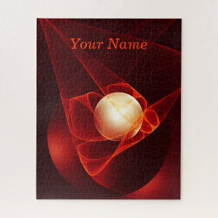 Lead Me Into Temptation Abstract Red Fractal Name Jigsaw Puzzle