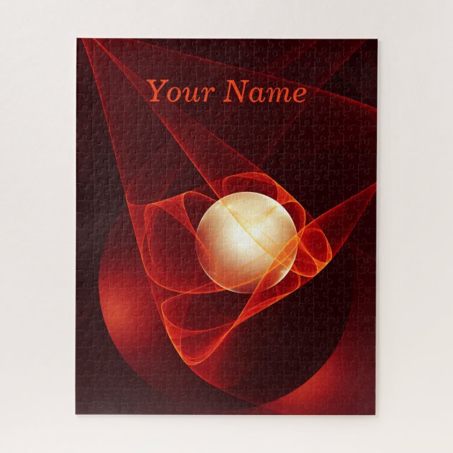 Lead Me Into Temptation Abstract Red Fractal Name Jigsaw Puzzle (Vertical)