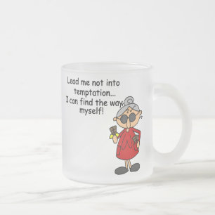 Lead Me Not Into Temptation Humour Frosted Glass Coffee Mug