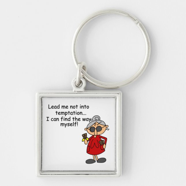 Lead Me Not Into Temptation Humour Key Ring (Front)