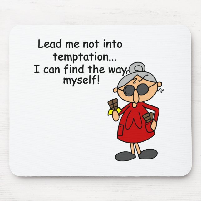 Lead Me Not Into Temptation Humour Mouse Mat (Front)