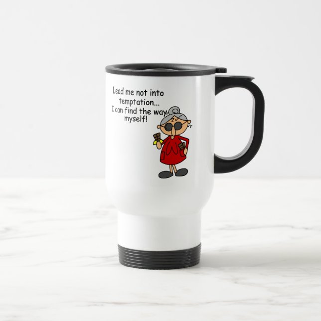 Lead Me Not Into Temptation Humour Travel Mug (Right)
