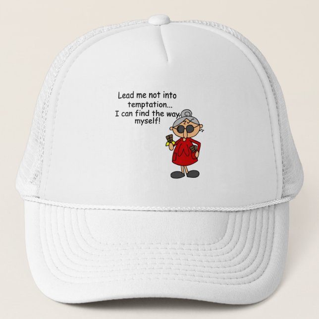 Lead Me Not Into Temptation Humour Trucker Hat (Front)