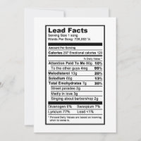 Lead singer "Nutritional Information Label"