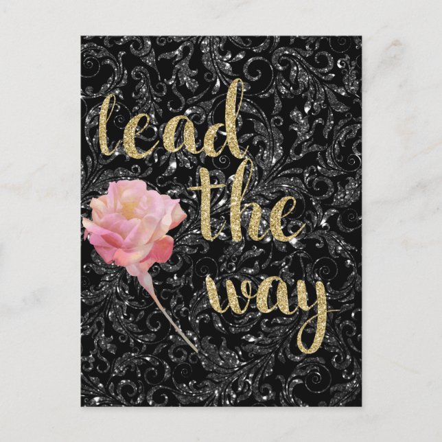 Lead they Way Black Silver Rose Postcard Designer (Front)