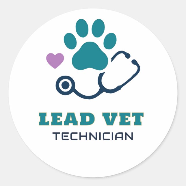 🩺 Lead Vet Tech Veterinary Clinic Team 🩺 Classic Round Sticker (Front)