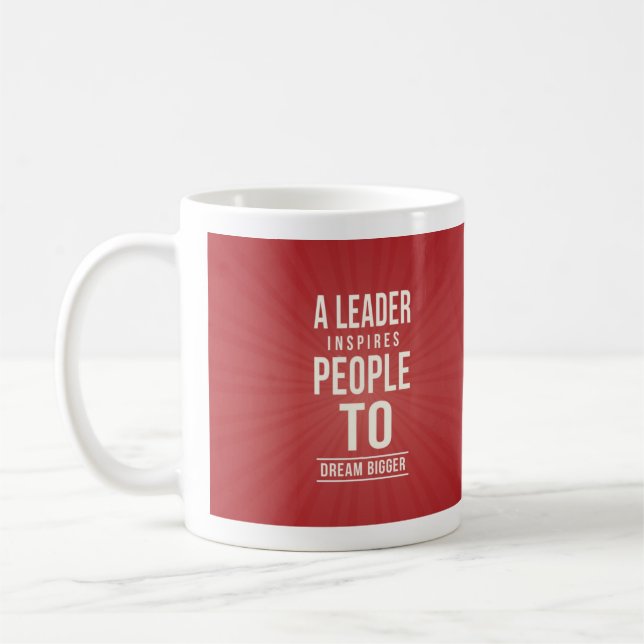 Leader mug - red with quote (Left)
