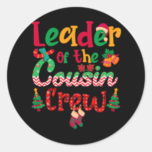 Leader of the Cousin Crew Christmas Buffalo Red Pl Classic Round Sticker