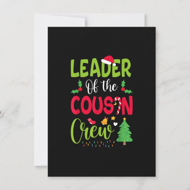 Leader of the Cousin Crew Christmas family Xmas Invitation (Front)