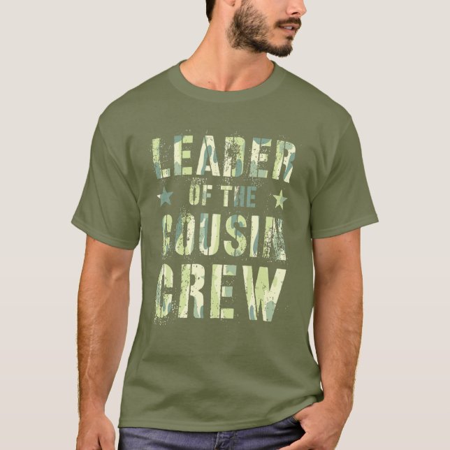 LEADER Of The COUSIN CREW Funny Camo Summer Vacati T-Shirt (Front)