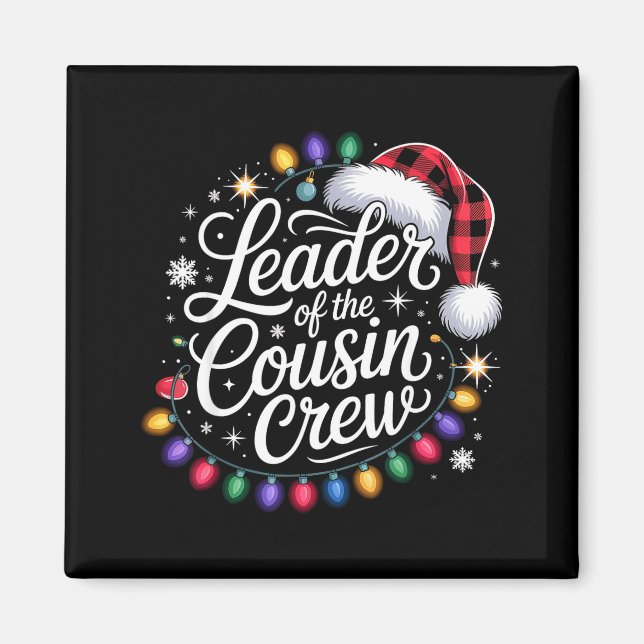 Leader Of The Cousin Crew Xmas Lights Red Plaid Sa Magnet (Front)