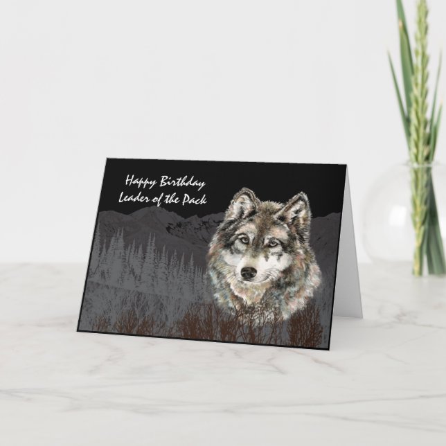 Leader of the Pack Birthday Humour Wolf Animal Card (Front)