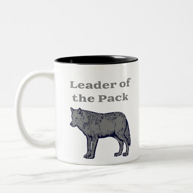 Leader of the Pack Wolf Two-Tone Coffee Mug (Left)