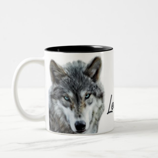 Leader of the Pack Wolf Woodland Theme Two-Tone Coffee Mug (Left)