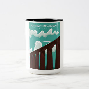 Leaderfoot Viaduct Scotland travel poster Two-Tone Coffee Mug