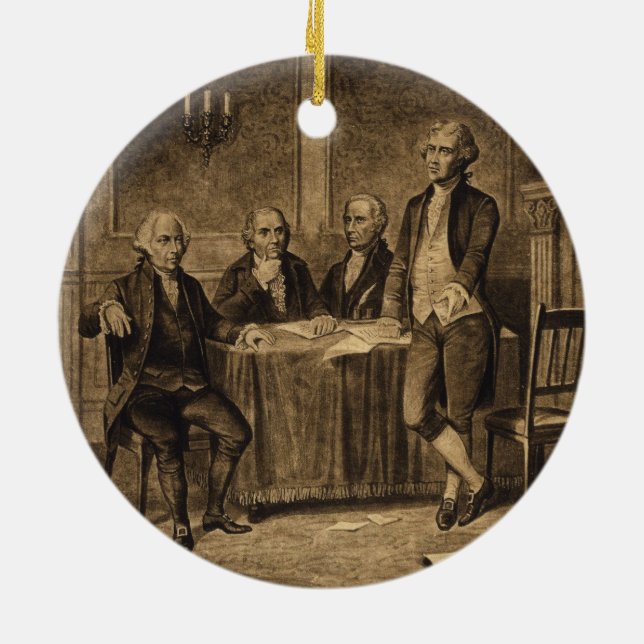 Leaders of the Continental Congress by A. Tholey Ceramic Tree Decoration (Back)