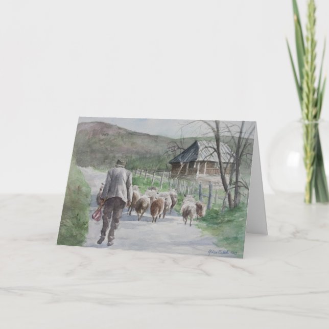 Leading the Sheep Holiday Card (Front)