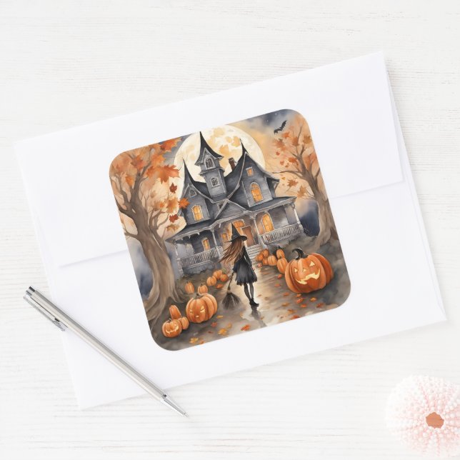 Leading The Way Witch AI Generated  Square Sticker (Envelope)