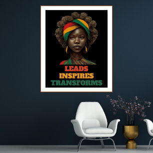 Leads, Inspires, Transforms Black History Month Poster