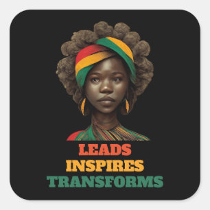 Leads, Inspires, Transforms Black History Month Square Sticker