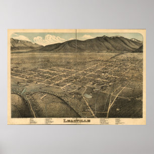Leadville Colorado 1879 Antique Panoramic Map Poster