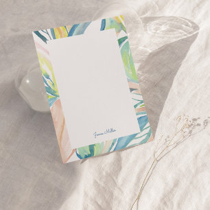Leaf Abstract Art Personalised Flat Note Card