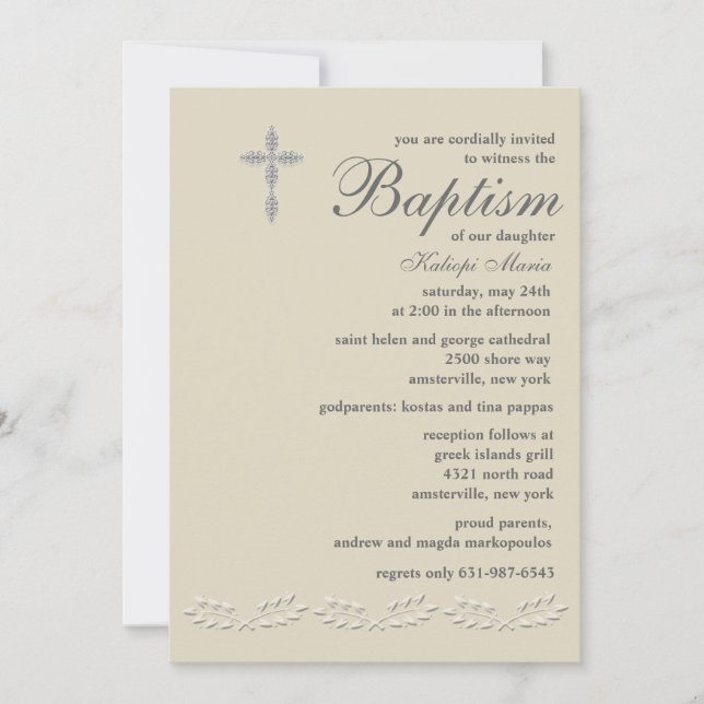 Leaf Accents Baptism Invitation (Front)