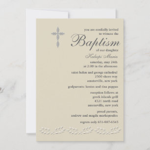 Leaf Accents Baptism Invitation