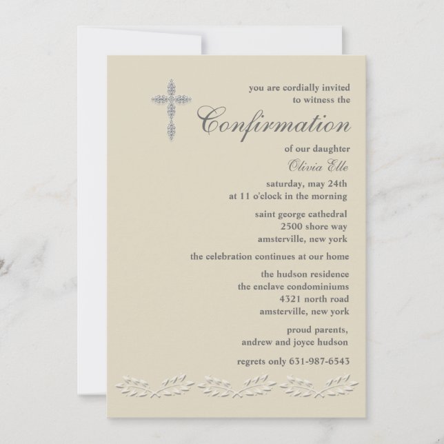 Leaf Accents Confirmation Invitation (Front)
