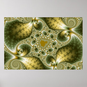 Leaf And Gold - Fractal Art Poster