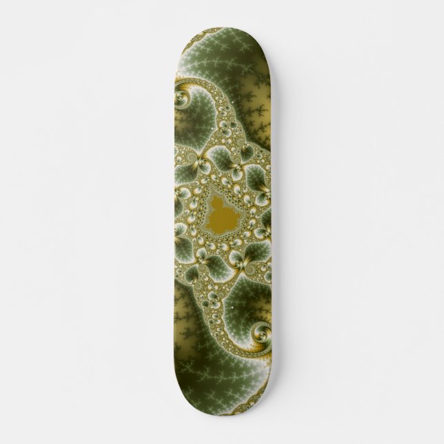 Leaf And Gold - Fractal Art Skateboard (Front)