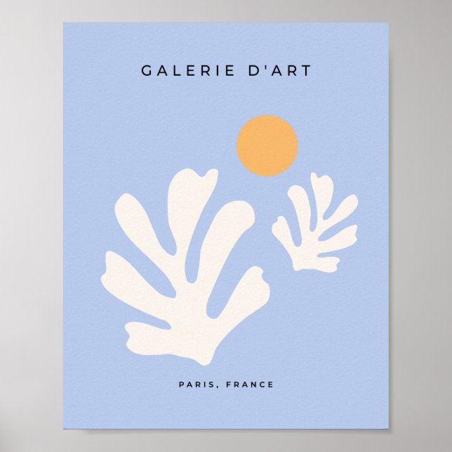 Leaf And Sun Cut Outs Abstract Shapes Pastel Blue Poster (Front)