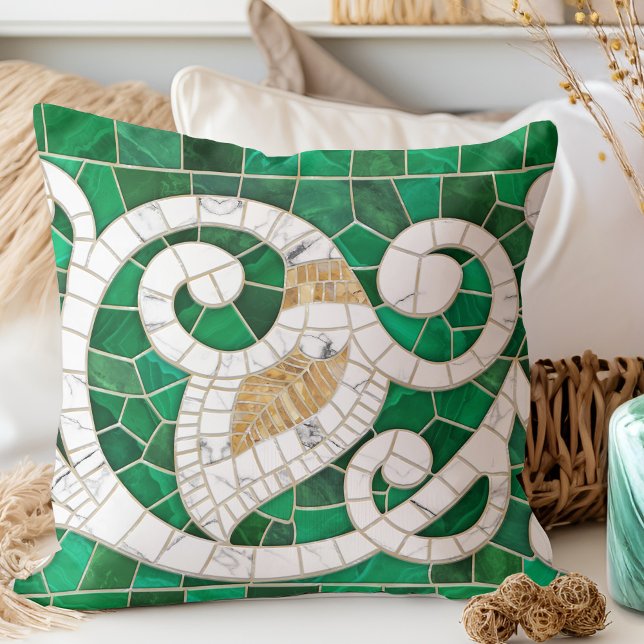 Leaf and Swirl Marble Mosaic Art -  Cushion (Creator Uploaded)
