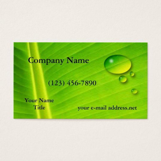 Leaf and water drops business card