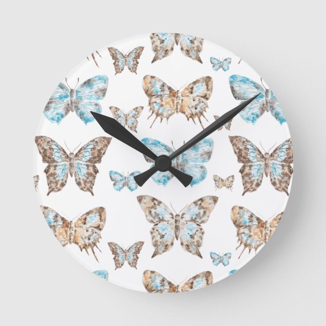 Leaf Art Butterfly Round Clock (Front)