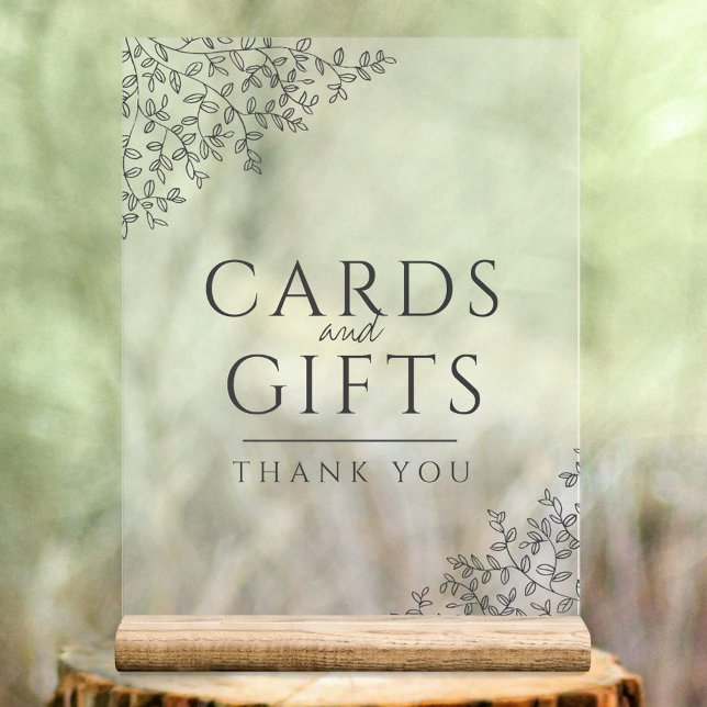 Leaf art wedding dark grey white cards and gifts acrylic sign (Creator Uploaded)