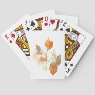 Leaf Autumn Season Nature Watercolor Art Painting Playing Cards