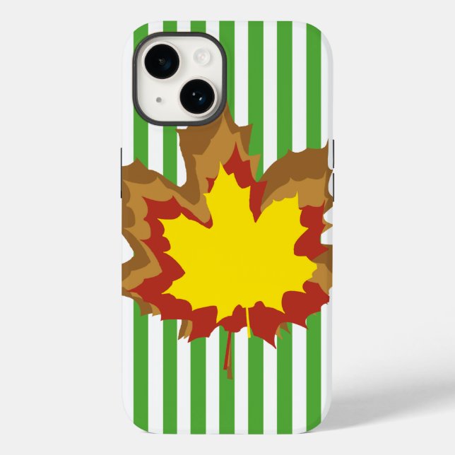 Leaf Autumnal Stripes with Leaves Case-Mate iPhone Case (Back)