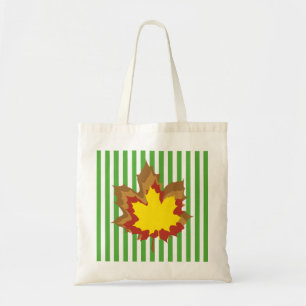 Leaf Autumnal Stripes with Leaves Tote Bag