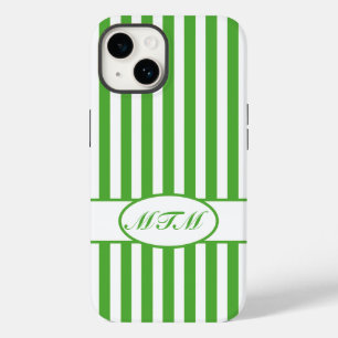 Leaf Autumnal Stripes with monogram Case-Mate iPhone 14 Case