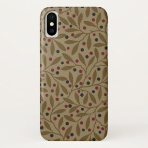 Leaf Berry Classic Colourful Pretty Pattern Art iPhone X Case